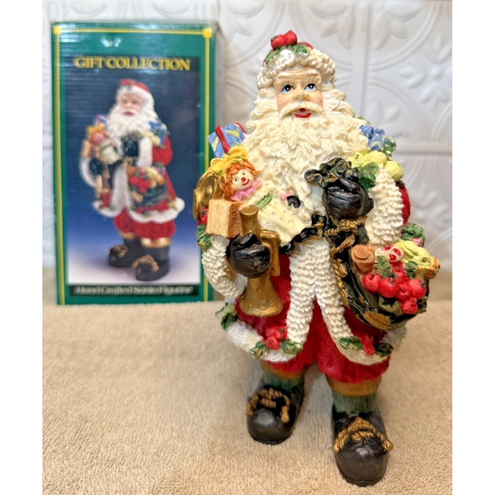 VTG Gift Collection Handmade Santa Claus Figurine Christmas 8"  Bag of Toys